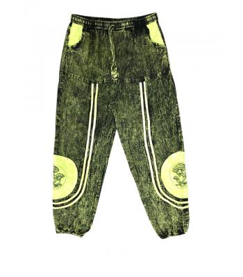 Cotton Patchwork Stonewashed Mushroom Pant R25915