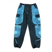 Cotton Multi Patchwork Blue Sea Swirl Sun Moon Pant R25925