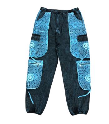 Cotton Multi Patchwork Blue Sea Swirl Sun Moon Pant R25925