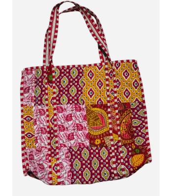 Cotton Patchwork Kantha Stiches Quilted Shopping Bag R25943