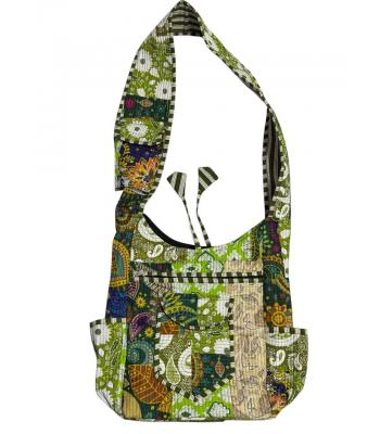 Cotton Patchwork Kantha Stiches Quilted  Hobo  Bag R25958
