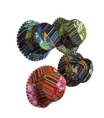 Cotton Patchwork Kantha Stiches Quilted Sun Bucket Hat R25978