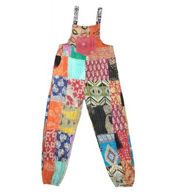 Cotton Multi Patchwork Bottom Closer Kantha Overall Jumpsuit R26000