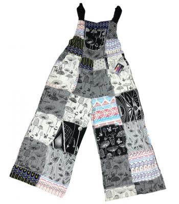 Cotton Multi Patchwork Mushroom overall Jumpsuit R26006