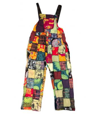 Cotton Multi Color Patchwork Holidays Jumpsuit Overall R26008