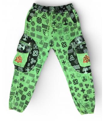 Cotton Multi Green Patch Pocket Celtic Star Yoga Pant R26013
