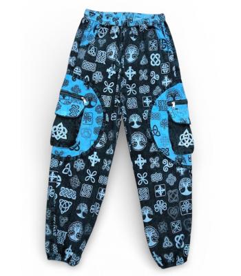 Cotton Multi Blue Patch pocket Celtic Star Yoga Pant R26014