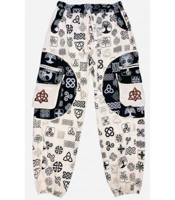 Cotton White  Patch  B/W pocket Celtic Star Yoga Pant R26017