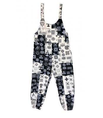 Cotton Black and White Multi Celtic Overall Jumpsuit R26020