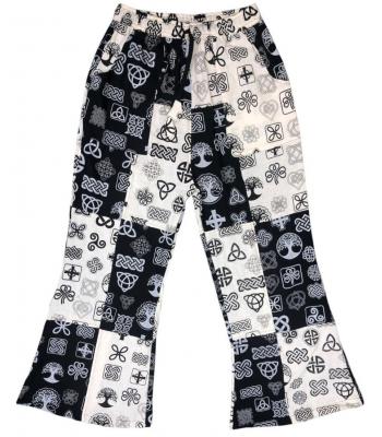 Cotton Black and white Celtic wide leg Yoga pant R26022