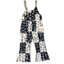 Cotton Black and White Multi Celtic Palazzo Overall Jumpsuit R26023