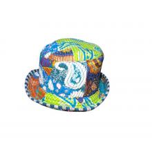 cotton multicolor patchwork Kantha sun bucket reversal hat R26052