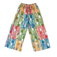 Cotton Multi Color Patchwork Print Wide Leg Pant R26072