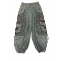Cotton Heavy Shayma  Zip Swirl Emb Pocket  Blue Boho Pant RB11