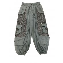 Cotton Heavy Shayma  Zip Swirl Emb Pocket  Blue Boho Pant RB11
