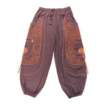 Cotton Heavy Shayma  Zip Swirl Emb Pocket  Blue Boho Pant RB16