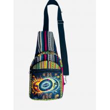 Cotton Multi Color Third Eye Sum Moon Side Crossbody Backpack RIB25718