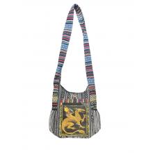 Cotton Multi Color Side Two Pocket Golden Dragon Bag RIB25786