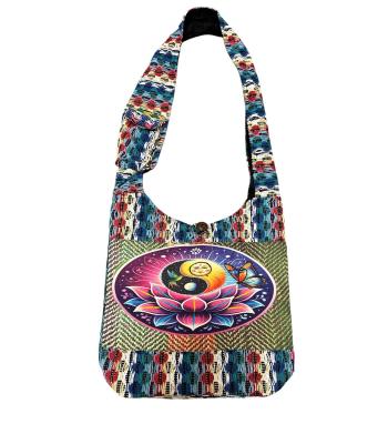Cotton Multi Color Patchwork Ying Yang on Lotus Bag RIB25819