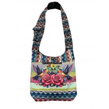Cotton Multi Color Patch Rose Butterfly Hummingbird Bag RIB25821