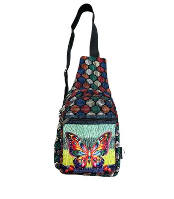 Cotton Multi Color Butterfly Crossbody Side Backpack RIB25832