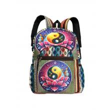 Cotton Multi Color Patchwork Ying Yang on Lotus Backpack RIB25846