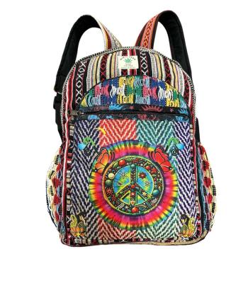 Cotton Multi Color Patchwork Chakra and Peace Backpack  RIB25847