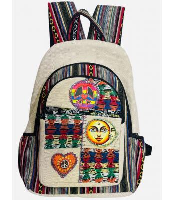 Cotton Multi Color Peace Heart Sun Moon Backpack RIB25873