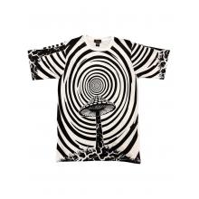 Cotton Stone Wash Swirl on King Mushroom T shirt S122 W/B