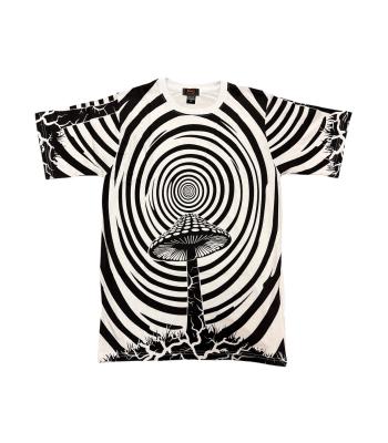 Cotton Stone Wash Swirl on King Mushroom T shirt S122 W/B