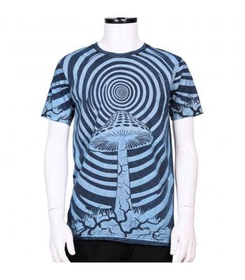 Cotton Stone wash Swirl on King Mushroom T shirt S122 BLUE