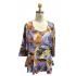 3/4 Slv Purple Multi Round Neck Art Top KBS25006