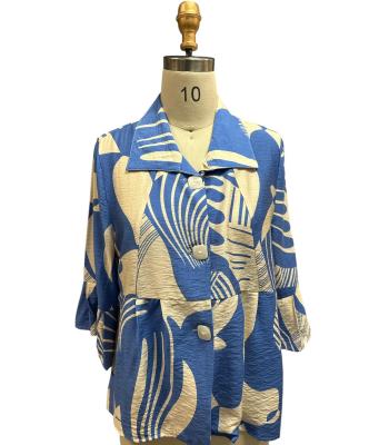 Women's 3/4 Quarter Blue Sea 3 Button Jacket KCT25008