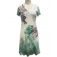 Floral Burnout Teal Hlaf Slv Dress KS25017