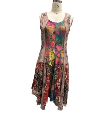  Red Multi Burn Out Patchwork Star Dress KS25636