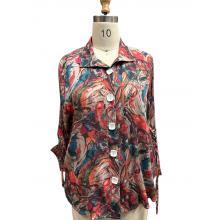 Women's Multi Three Button Drawstring Sleeve Angel Shirt   KX25023