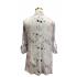 Women's White and Pick Floral Button Down High Low Shirt KX25024