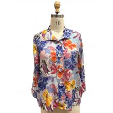 Women's Multi Color Floral Button Down Collar Shirt KX25027