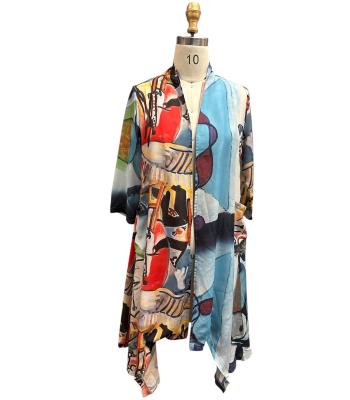  Two Tone Open Front Long Cardigan RK25053