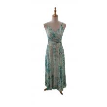 Bohemian Vintage Spaghetti Straps Teal Maxi Dress RSD31