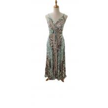 Bohemian Vintage Spaghetti Straps Coffee  Maxi Dress RSD32