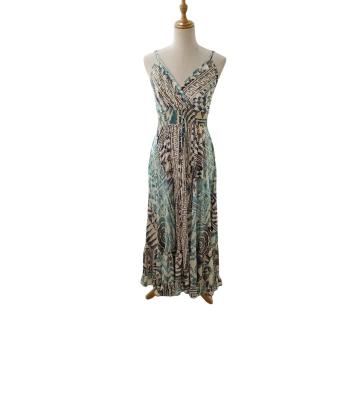 Bohemian Vintage Spaghetti Straps Coffee  Maxi Dress RSD32