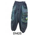 Cotton patchwork Denim Blue floral Embroidery Mushroom Pant D1425