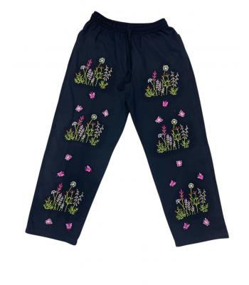 Cotton inside soft lining Floral embroidery butterflies Pant D1439