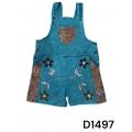 Cotton Teal Multi Patchwork Flower Embroidery Queen Romper D1497