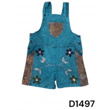 Cotton Teal Multi Patchwork Flower Embroidery Queen Romper D1497