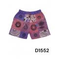 Cotton Red Multi Patchwork Block Print Grand Canyon Shorts D1552