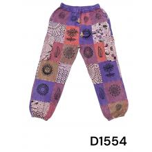 Cotton Multi Purple Patchwork Block Print Sedona Pants D1554
