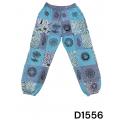 Cotton Multi Blue Patchwork Block Print Sky Pants D1556