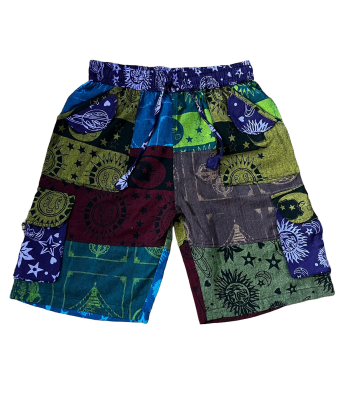 Cotton Patchwork Green Multi Galaxy Short DT261461
